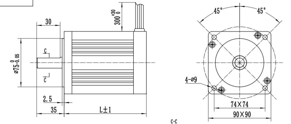 FY90BLF87 90mm 314W 48V 1N.m IP65 brushless dc motor